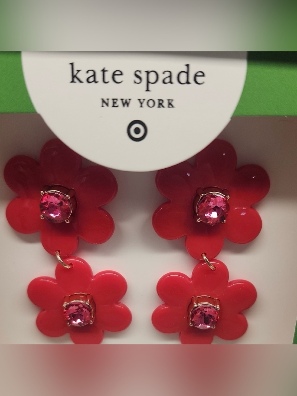 NWT Boxed kate spade pink floral drop earrings New in Boxes - Picture 2 of 7